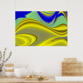 3D Abstrakt in Gelbblau Poster (Küche)