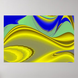 3D Abstrakt in Gelbblau Poster