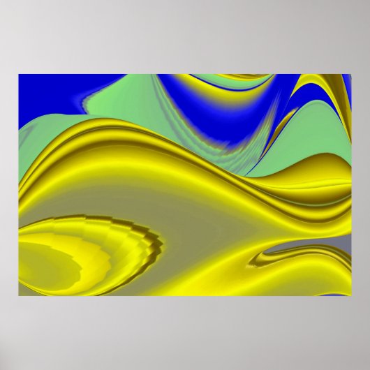 3D Abstrakt in Gelbblau Poster (Vorne)