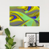 3D Abstrakt in Gelbblau Poster (Heimbüro)