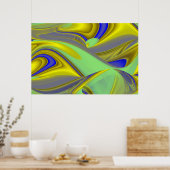 3D Abstrakt in Gelbblau Poster (Küche)