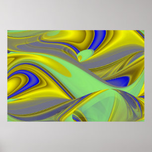3D Abstrakt in Gelbblau Poster