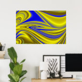 3D Abstrakt in Gelbblau Poster (Heimbüro)