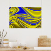 3D Abstrakt in Gelbblau Poster (Küche)