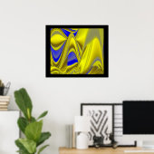 3D Abstrakt in Gelbblau Poster (Heimbüro)