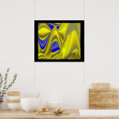 3D Abstrakt in Gelbblau Poster (Küche)