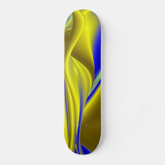 3D Abstrakt in Gelbblau Skateboard (Vorderseite)