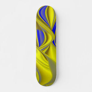 3D Abstrakt in Gelbblau Skateboard