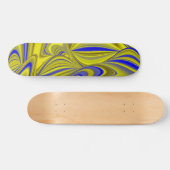 3D Abstrakt in Gelbblau Skateboard (Horizontal)