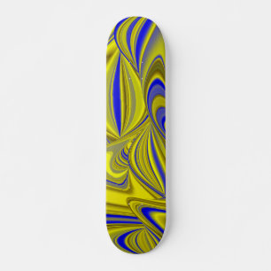 3D Abstrakt in Gelbblau Skateboard