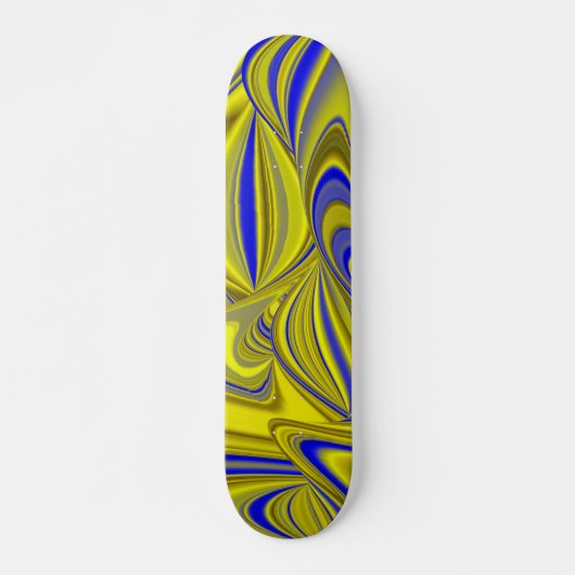 3D Abstrakt in Gelbblau Skateboard (Vorne)