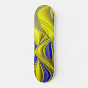 3D Abstrakt in Gelbblau Skateboard