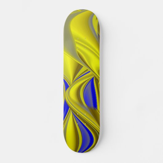 3D Abstrakt in Gelbblau Skateboard (Vorderseite)