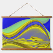 3D Abstrakt in Gelbblau Wandteppich Mit Holzrahmen (Vorne)