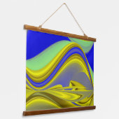 3D Abstrakt in Gelbblau Wandteppich Mit Holzrahmen (Gewinkelt)