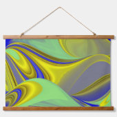 3D Abstrakt in Gelbblau Wandteppich Mit Holzrahmen (Vorne)