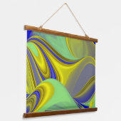 3D Abstrakt in Gelbblau Wandteppich Mit Holzrahmen (Gewinkelt)