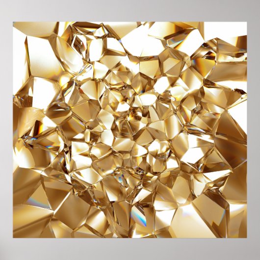3D-abstrakte Kristall-Goldstruktur. Poster (Vorne)
