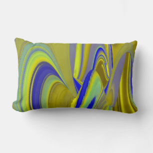 3D abstrakte Regenbogenkunst in Gold Gelb Blau Lendenkissen