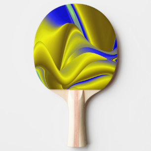 3D abstrakte Regenbogenkunst in Gold Gelb Blau Tischtennis Schläger