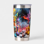 3D-Abstrakte Schachpartie Thermobecher (Links)