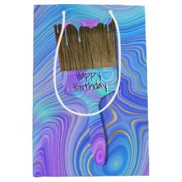 3D Abstrakter Geburtstag Pinsel Mittlere Geschenktüte