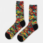 3d Acrylic Textured Paint Floral Painting Socken (Linkes Detail)