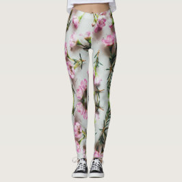 3D Adenium rosa Muster auf weißem Hintergrund Leggings