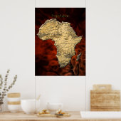 3D AFRICAN MAP Red Fraktal Art Poster (Größer) (Küche)