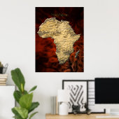3D AFRICAN MAP Red Fraktal Art Poster (Größer) (Heimbüro)