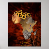 3D AFRICAN Wildlife Map Rotes Fraktal Art Poster (Vorne)