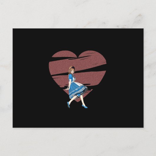 3D Alice & Red Heart Postkarte (Vorderseite)