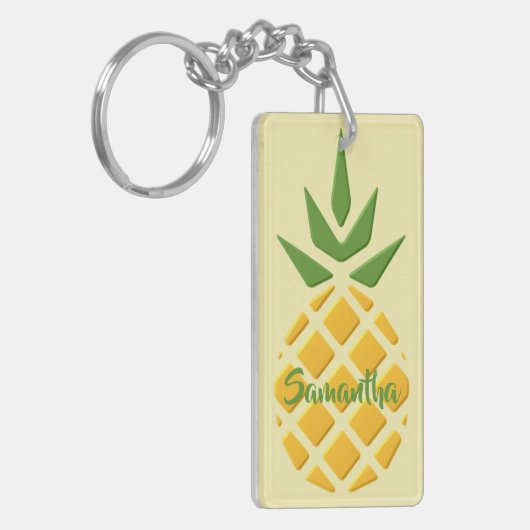 3D Ananas- und Ananas-Muster Schlüsselanhänger (Vorderseite links)
