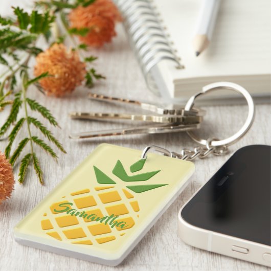 3D Ananas- und Ananas-Muster Schlüsselanhänger (Vorderseite rechts)