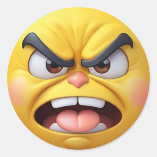 3D Angry Yellow Emoji 2 Aufkleber (Vorderseite)