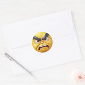 3D Angry Yellow Emoji Runder Aufkleber (Umschlag)