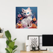 3D-Ansicht Katze Print Poster Artwork Mural (Heimbüro)