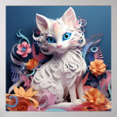 3D-Ansicht Katze Print Poster Artwork Mural (Vorne)