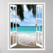 3D-Ansicht zum tropischen Meer und zum Strand Poster (Vorne)