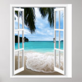 3D-Ansicht zum tropischen Meer und zum Strand Poster (Vorne)