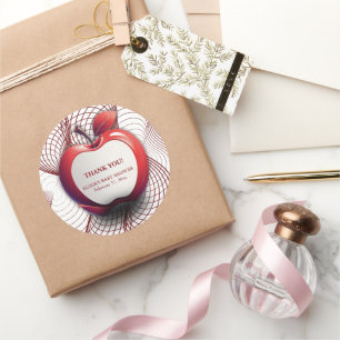 3D Apfel Unserer Augen Geometrische Babyparty Runder Aufkleber