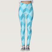 3D Aqua Blue Cubes Geometric Leggings (Vorderseite)