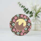 3D Aquamarin und rosa Donut Hole Sprinkle Mix Rund Einladung (Stehend Vorderseite)