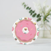 3D Aquamarin und rosa Donut Sprinkle Mix Runde Einladung (Stehend Vorderseite)