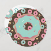 3D Aquamarin und rosa Donut Sprinkle Mix Runde Einladung (Vorne/Hinten)