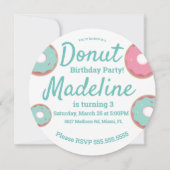 3D Aquamarin und rosa Donut Sprinkle Mix Runde Einladung (Rückseite)