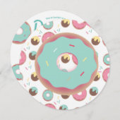 3D Aquamarin und rosa Donut Sprinkle Mix Runde Einladung (Vorne/Hinten)