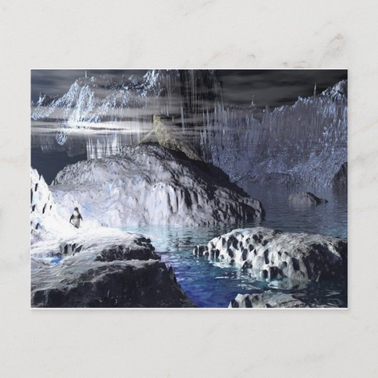 3D Art Pinguin Fantasy Postkarte (Vorderseite)