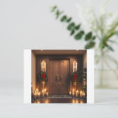 3D atemberaubende Doppeltüren Weihnachtskerzen gra Postkarte (Stehend Vorderseite)
