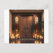 3D atemberaubende Doppeltüren Weihnachtskerzen gra Postkarte (Vorderseite)